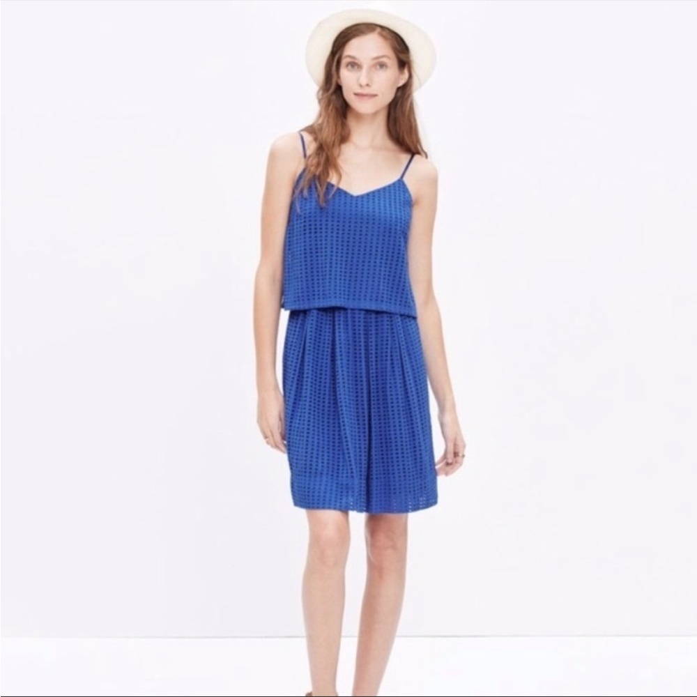 Madewell Skylight Overlay Dress Eyelet Blue Size 6
